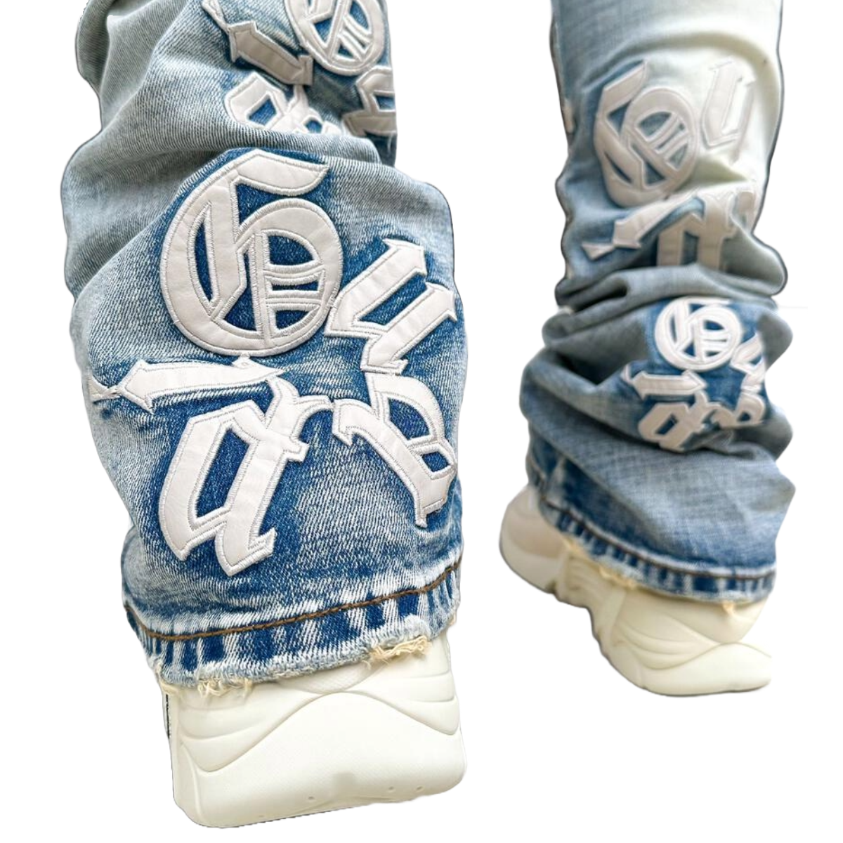 GUAPI POWDER BLUE LOGOS STACKED DENIM