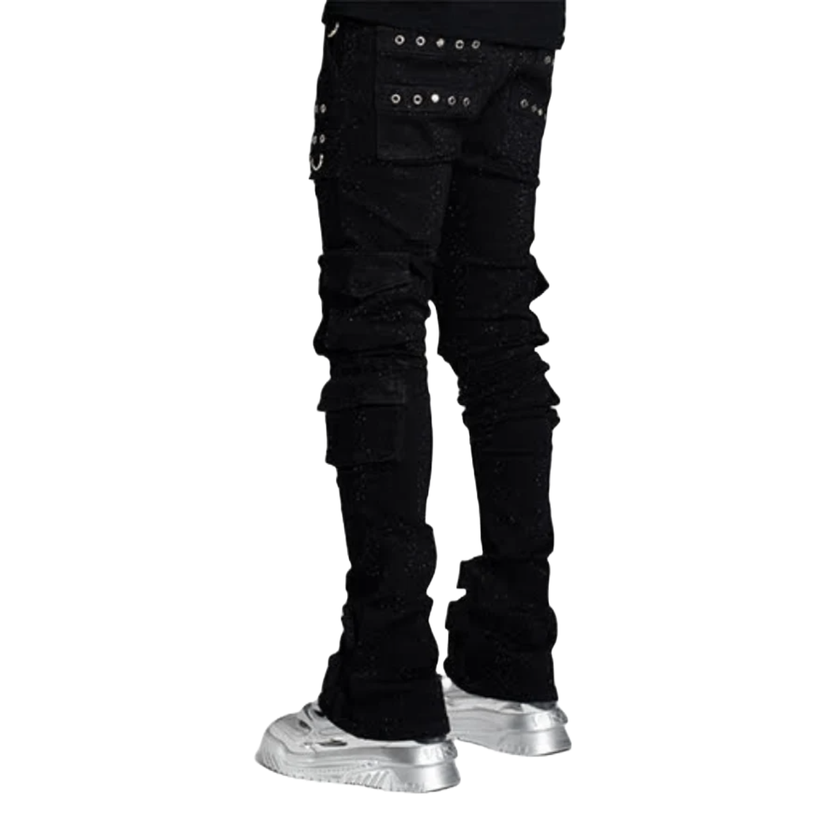GUAPI OBSIDIAN BLACK CRYSTAL STACKED DENIM