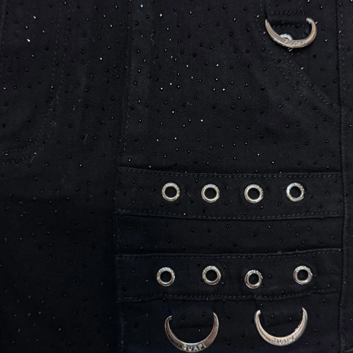 GUAPI OBSIDIAN BLACK CRYSTAL STACKED DENIM