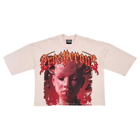STRAY CROP FIT TEE - BONE ST1371