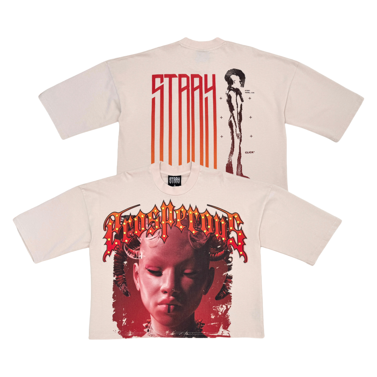 STRAY CROP FIT TEE - BONE ST1371