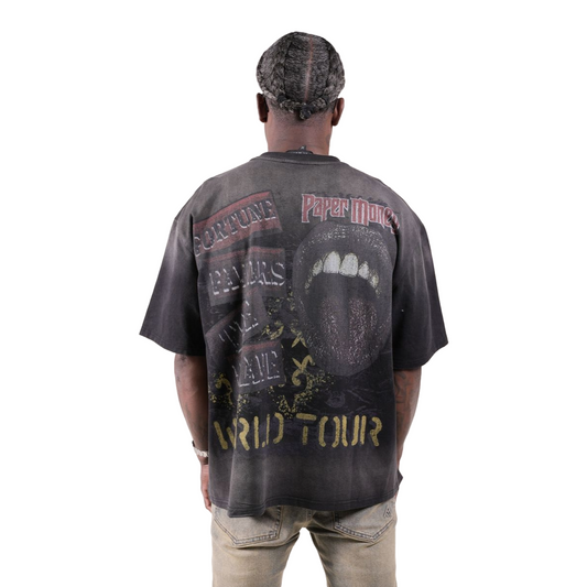 PM 'FORTUNE' RHINESTONE TEE - BLACK