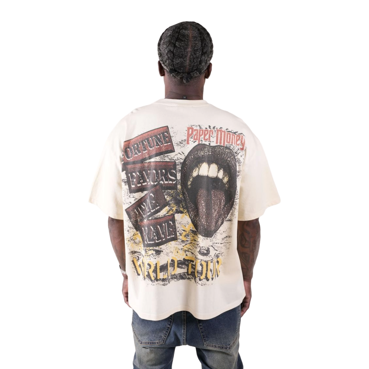 PM 'FORTUNE' RHINESTONE TEE - BONE