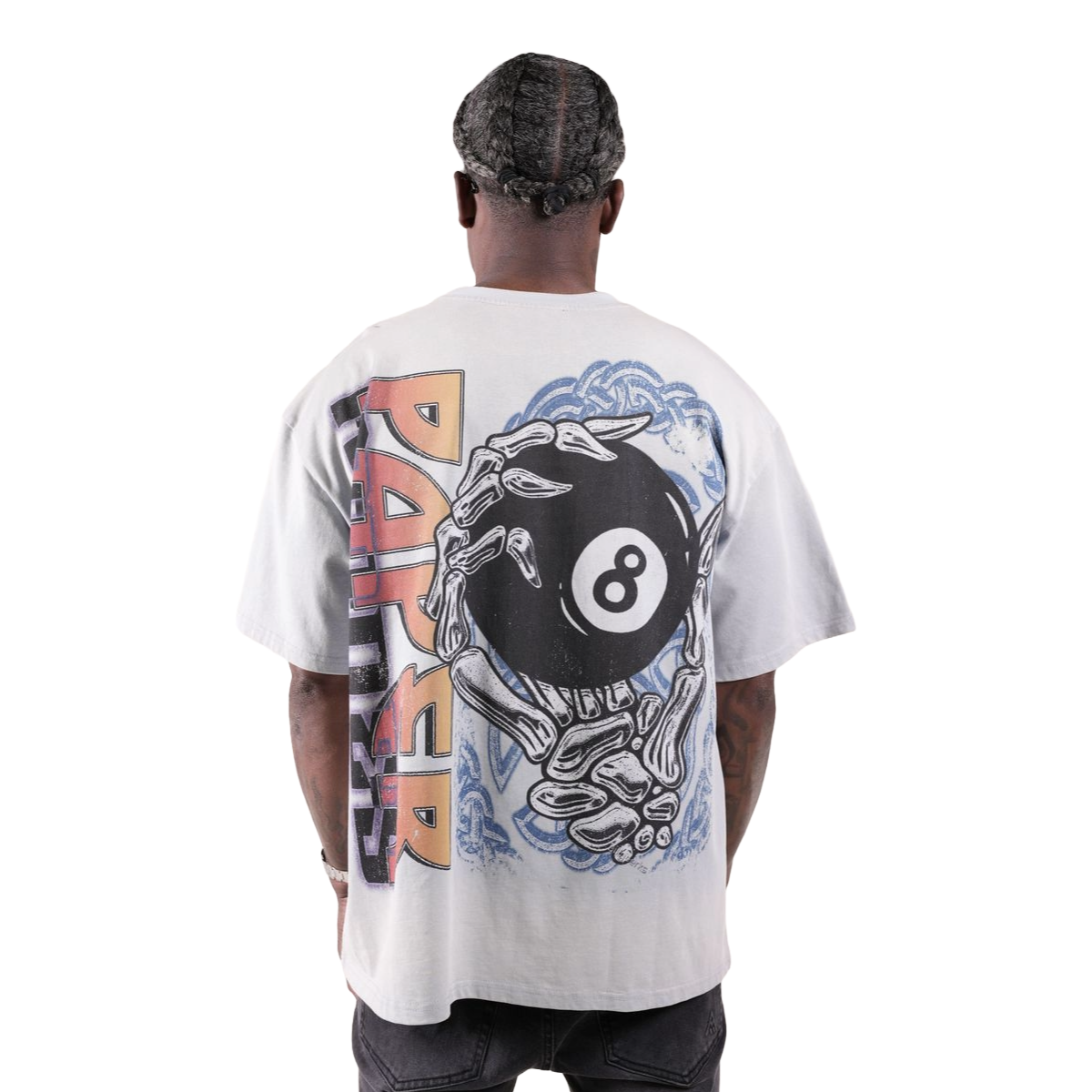 PM 'EIGHTBALL' RHINESTONE TEE - LIGHT BLUE