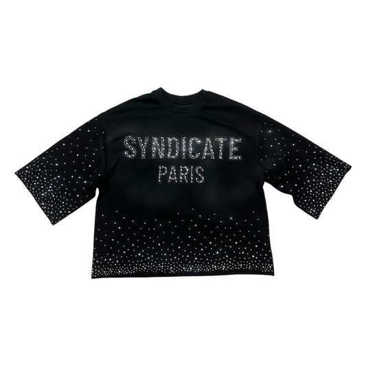 SYNDICATE 'PARIS' BLACK CROP TEE