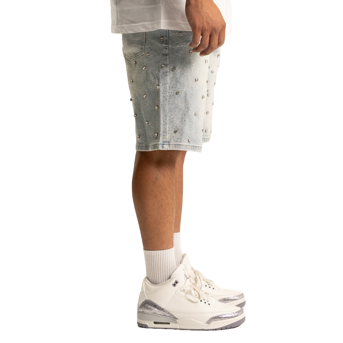 RVR 'EMBELLISHED' BLUE DENIM SHORTS