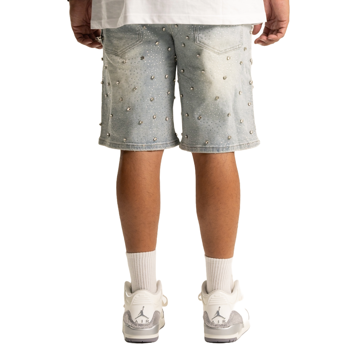 RVR 'EMBELLISHED' BLUE DENIM SHORTS