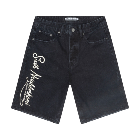 6TH "TIDES" DENIM SHORTS - BLACK