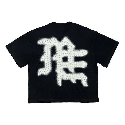 ME 'END' RHINESTONE TEE - BLACK