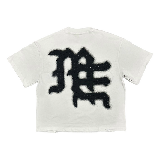 ME 'END' RHINESTONE TEE - WHITE