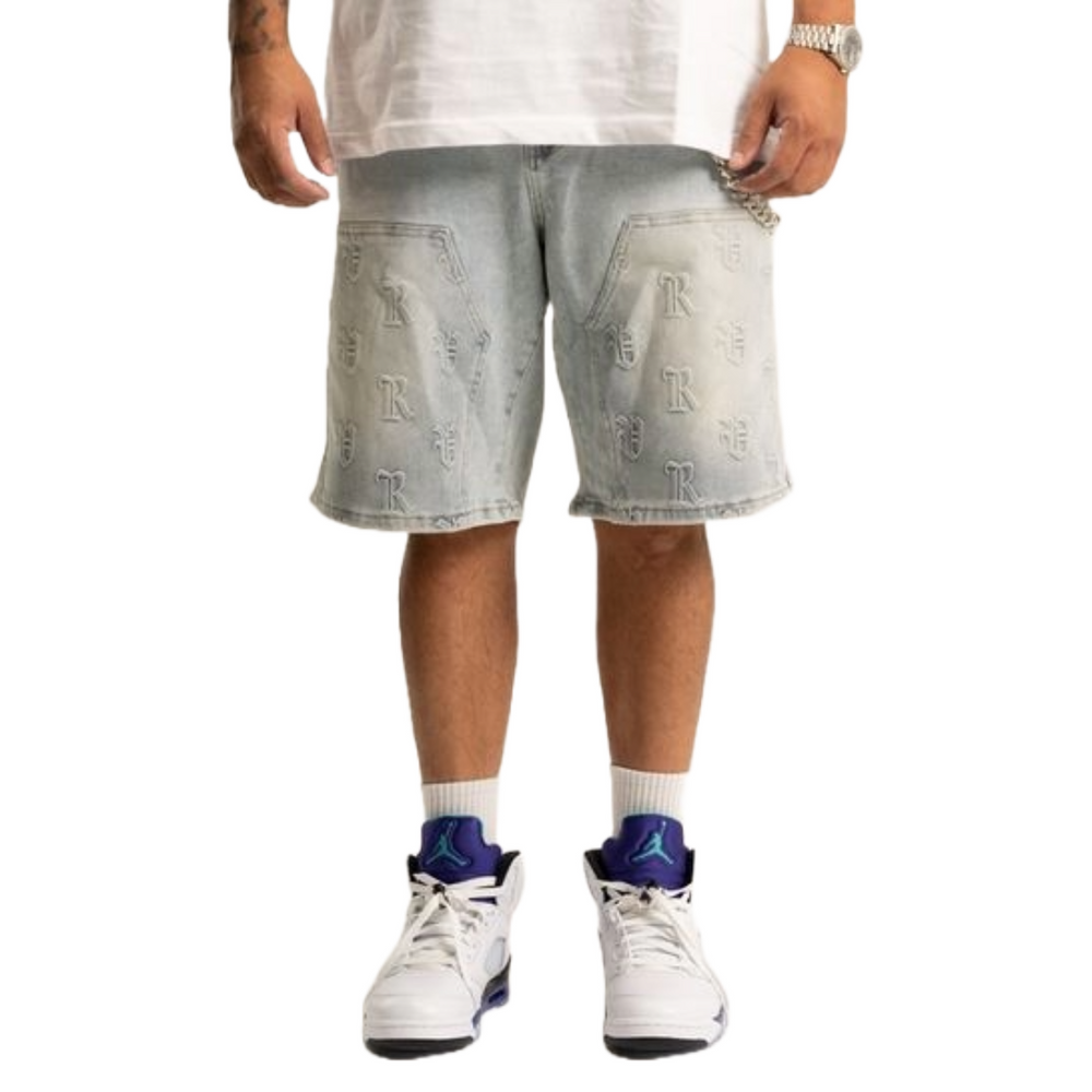 REVEER 'RVR LOGO' LT. BLUE WASH DENIM SHORTS