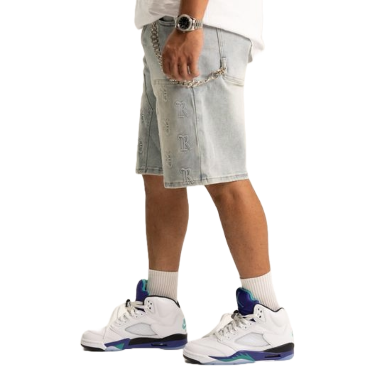 REVEER 'RVR LOGO' LT. BLUE WASH DENIM SHORTS