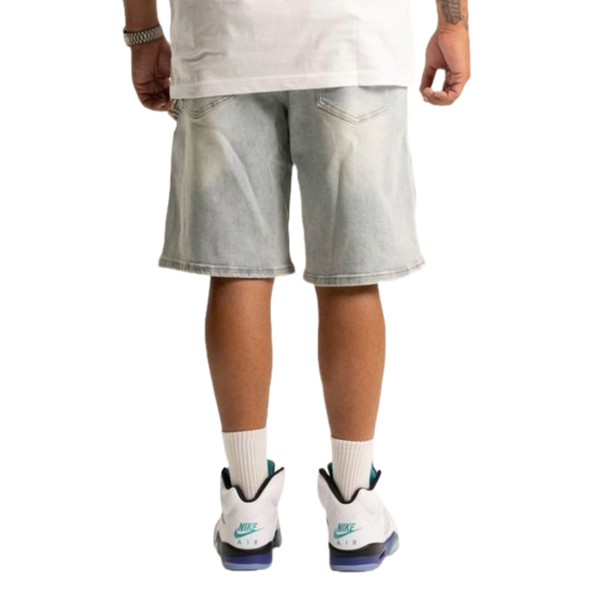 REVEER 'RVR LOGO' LT. BLUE WASH DENIM SHORTS