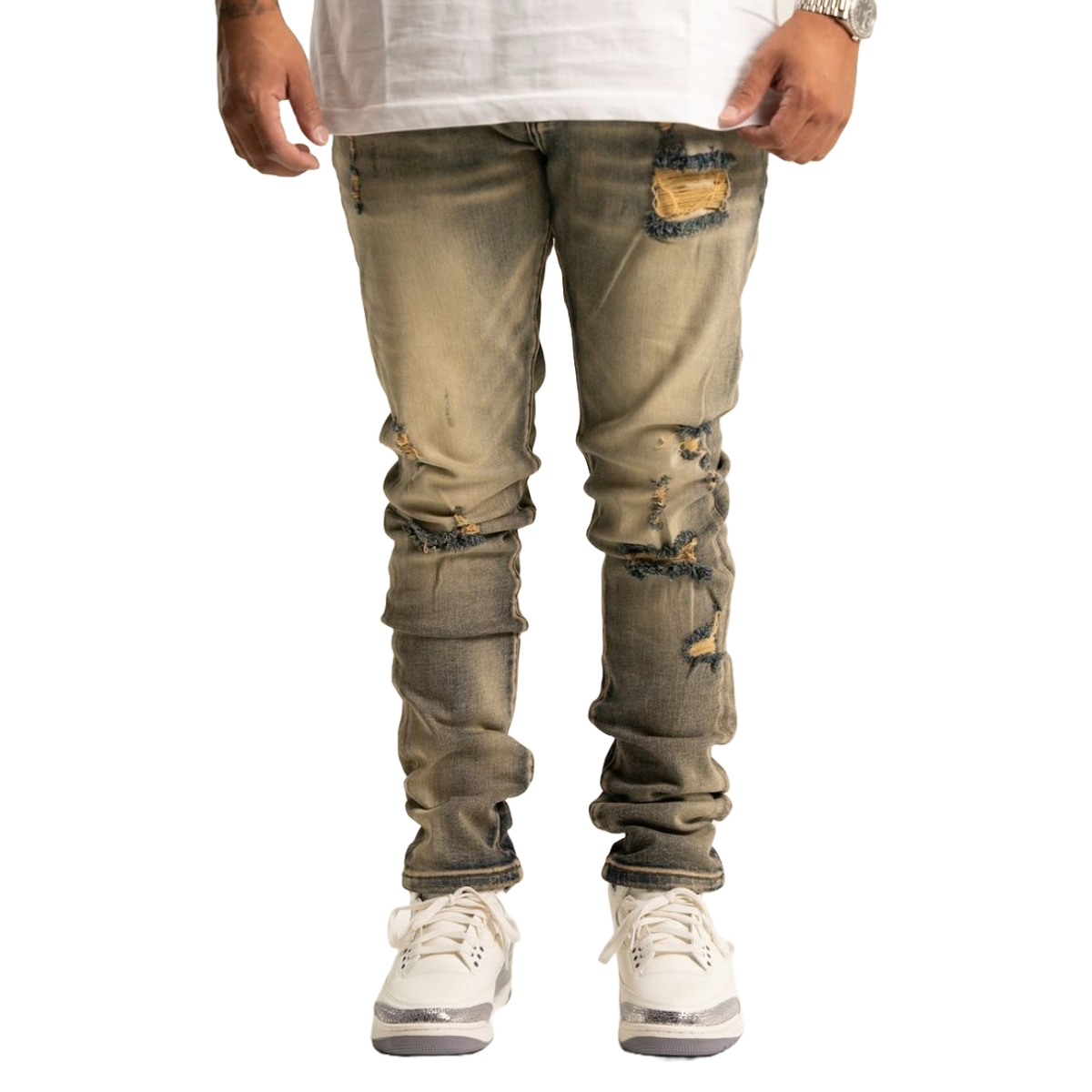 RVR 'ORIGIN' ML-01 RIPPED VINTAGE WASH DENIM