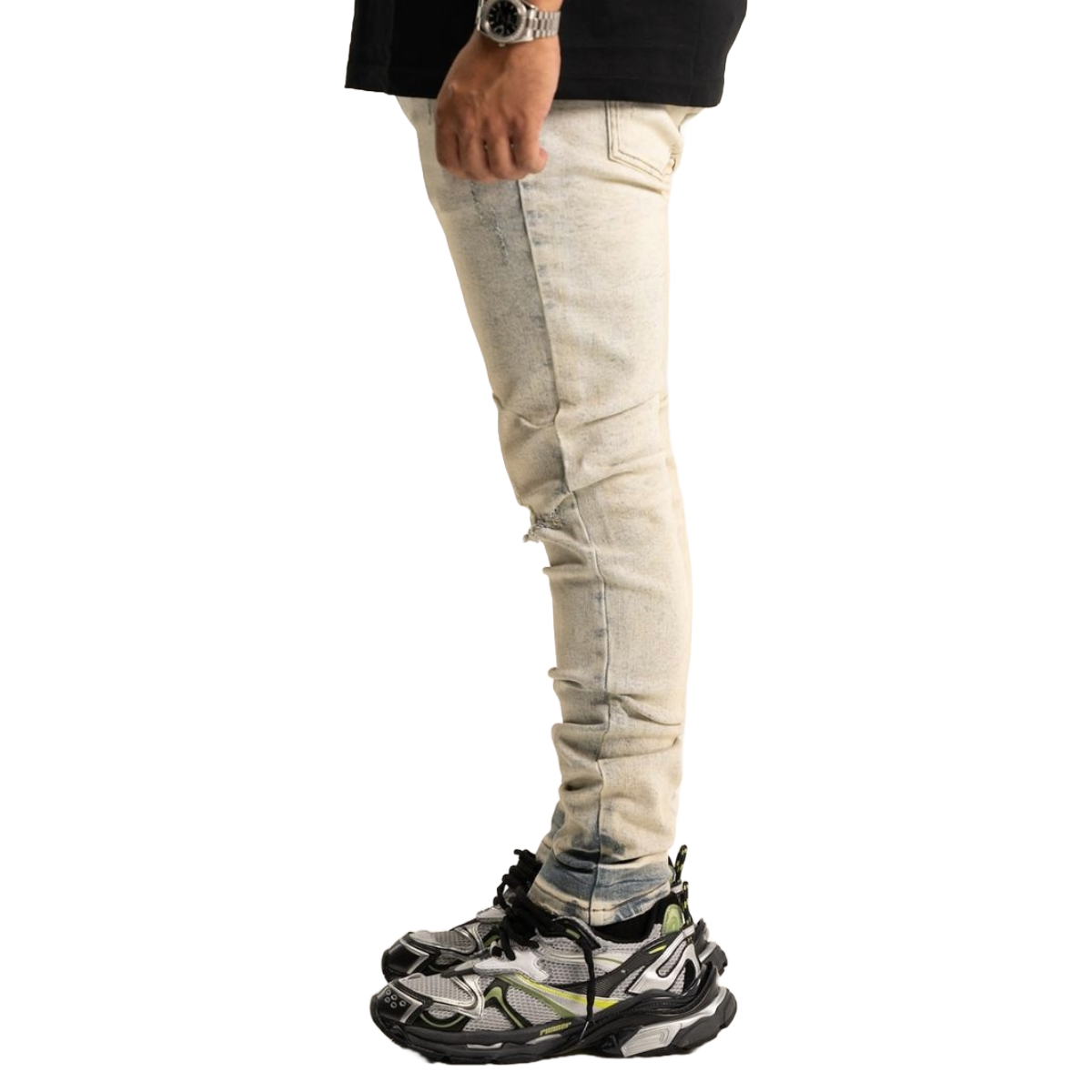 RVR 'ORIGIN' ML-03 RIPPED LIGHT VINTAGE WASH SKINNY DENIM