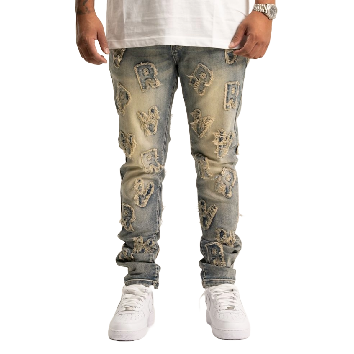 RVR 'PATCHES' ML-04 BLUE WASH SKINNY DENIM