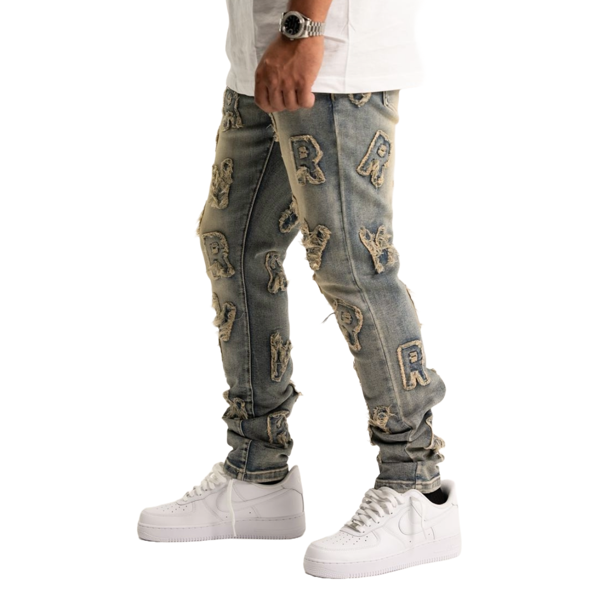 RVR 'PATCHES' ML-04 BLUE WASH SKINNY DENIM