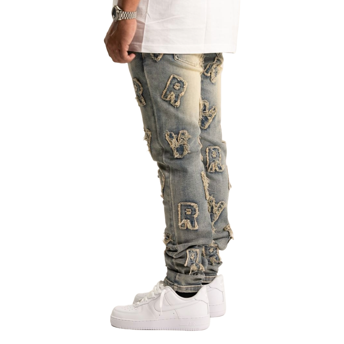 RVR 'PATCHES' ML-04 BLUE WASH SKINNY DENIM
