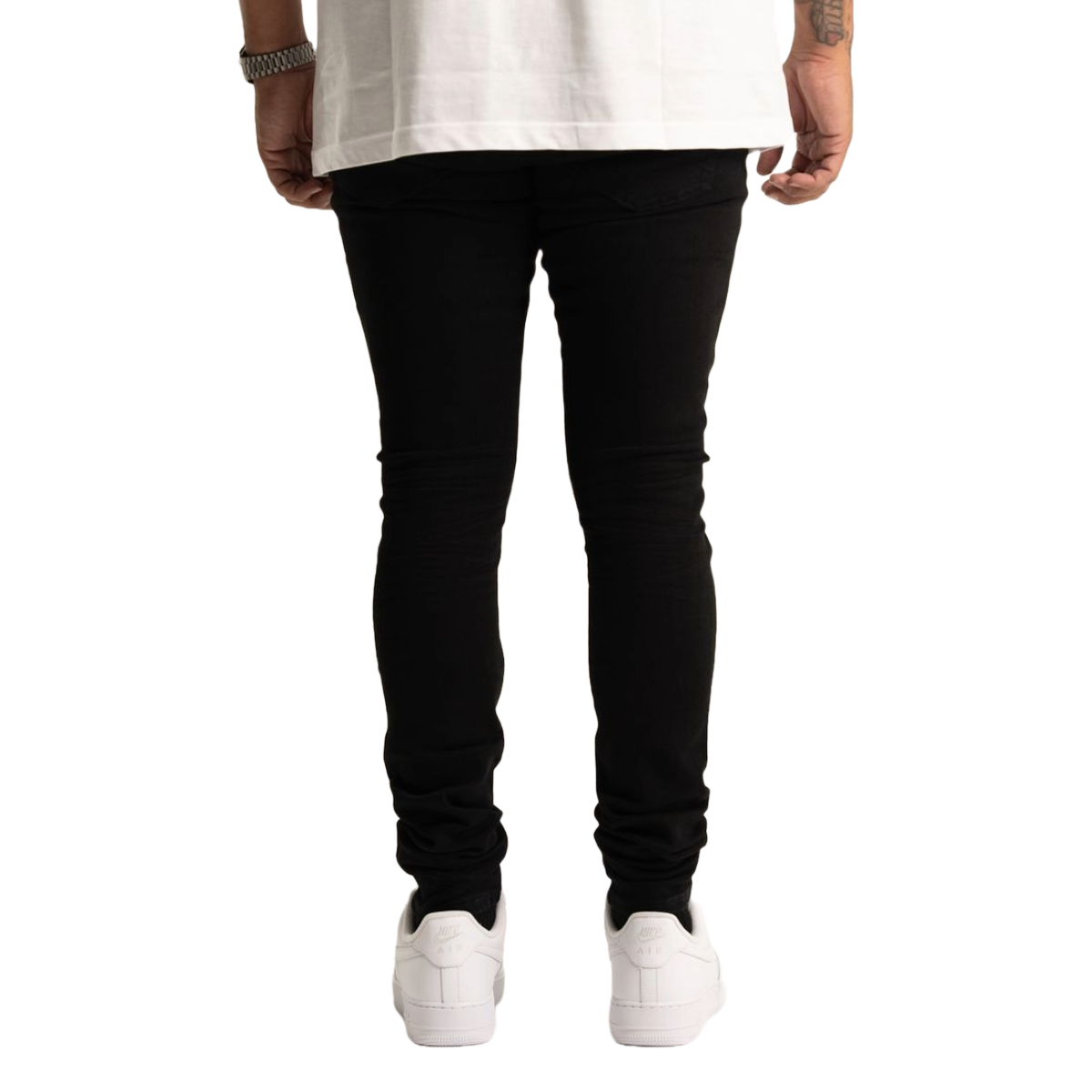 RVR 'ORIGIN' KS-01 RIPPED JET BLACK SKINNY DENIM