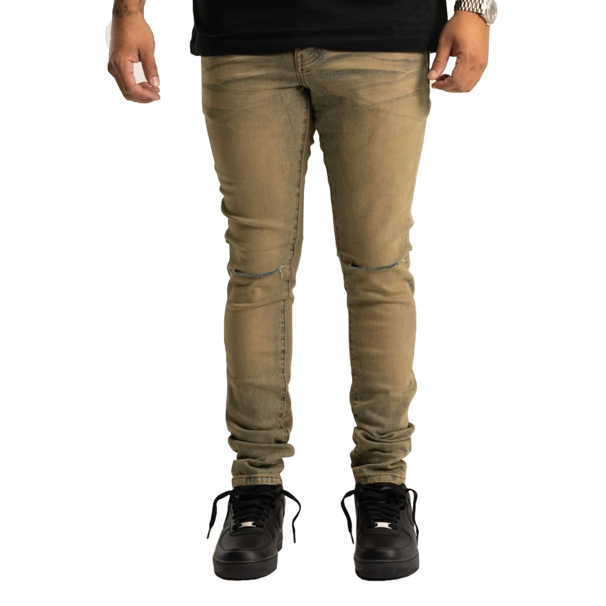 RVR 'ORIGIN' KS-02 RIPPED VINTAGE BLUE SKINNY DENIM