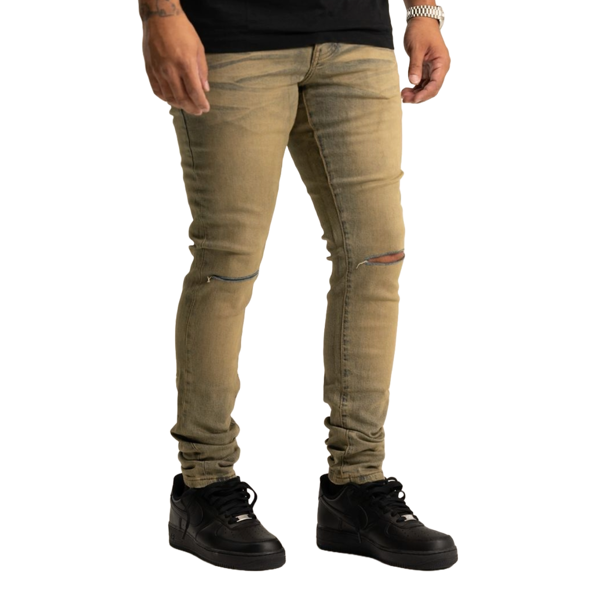 RVR 'ORIGIN' KS-02 RIPPED VINTAGE BLUE SKINNY DENIM