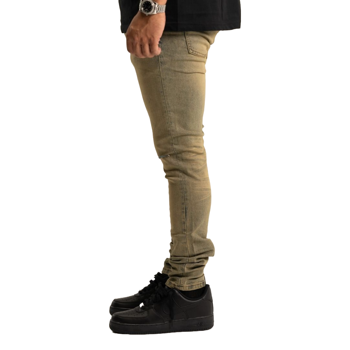 RVR 'ORIGIN' KS-02 RIPPED VINTAGE BLUE SKINNY DENIM