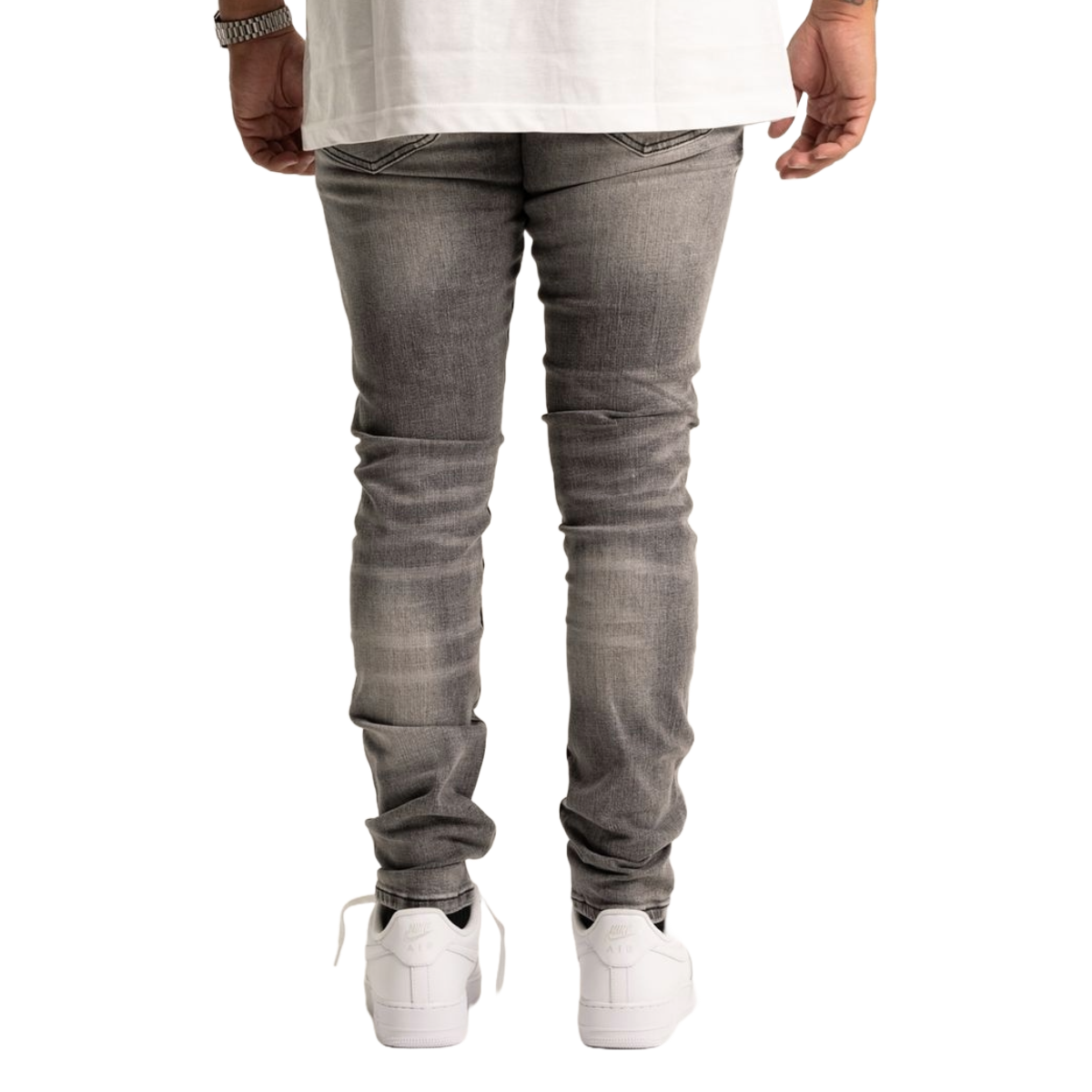 RVR 'ORIGIN' KS-03 RIPPED LIGHT GRAY SKINNY DENIM
