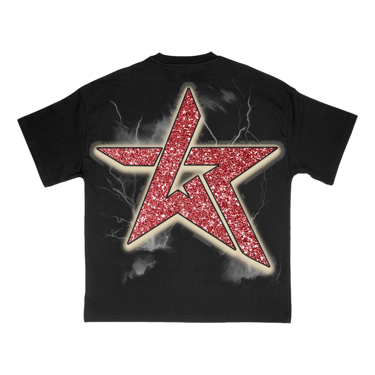 WR 'HUSTLER (RED RHINESTONES)' TEE - BLACK
