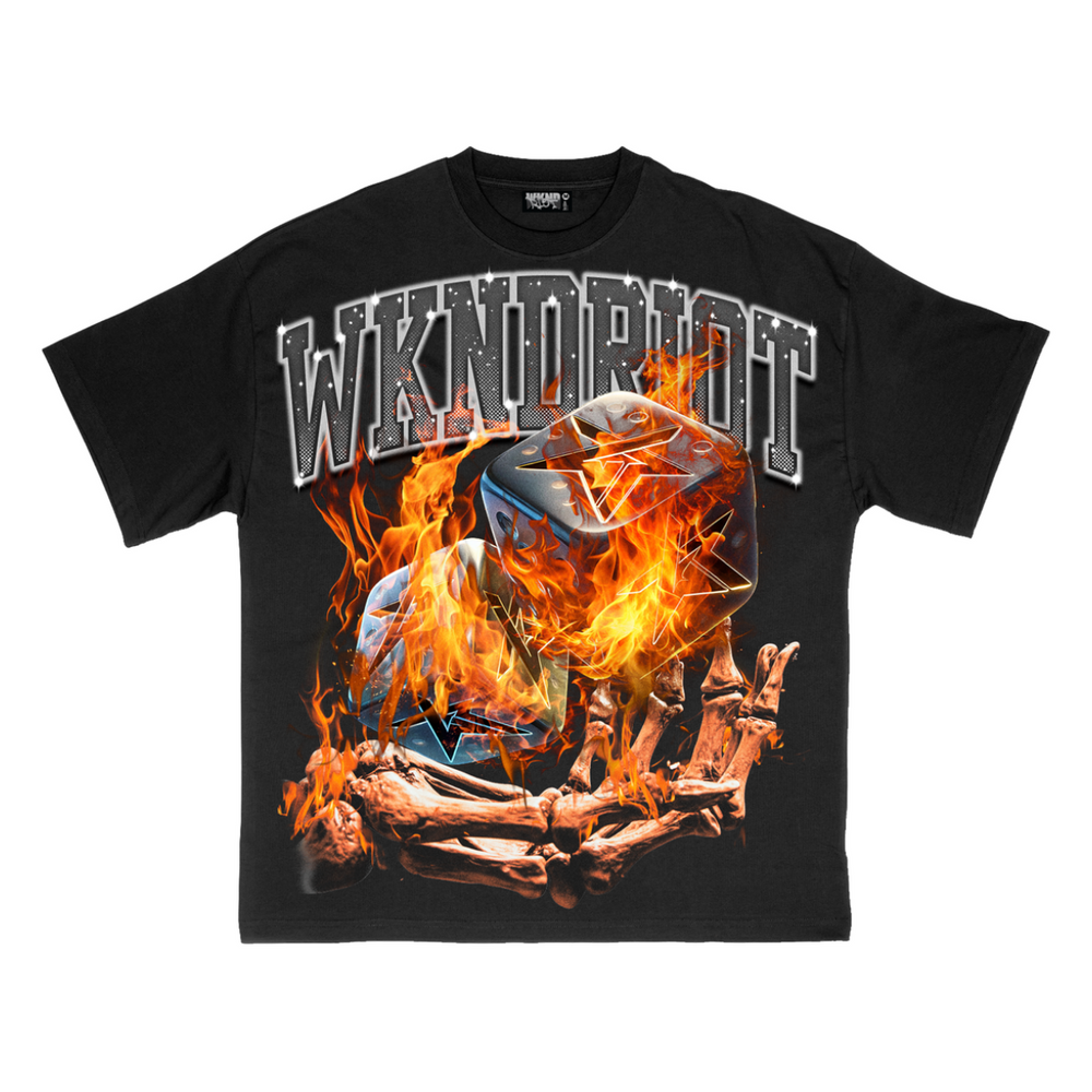 WR 'RISK TO WIN BLACK W/ RHINESTONES' TEE - BLACK