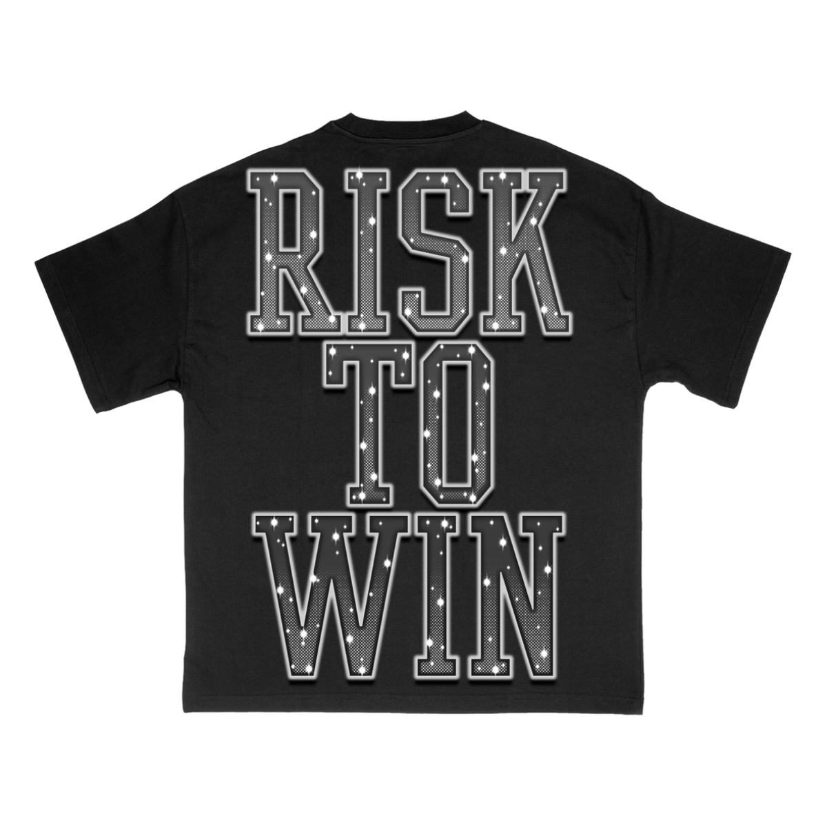 WR 'RISK TO WIN BLACK W/ RHINESTONES' TEE - BLACK
