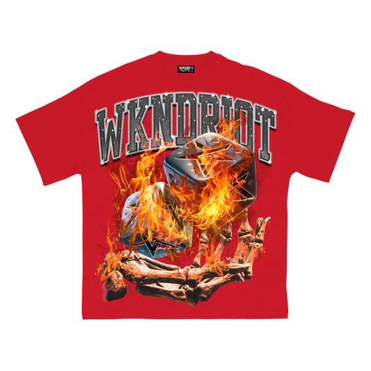 WR 'RISK TO WIN BLACK W/ RHINESTONES' TEE - RED