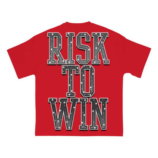 WR 'RISK TO WIN BLACK W/ RHINESTONES' TEE - RED