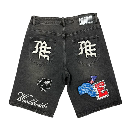 ME 'DANGER' PATCH DENIM SHORTS