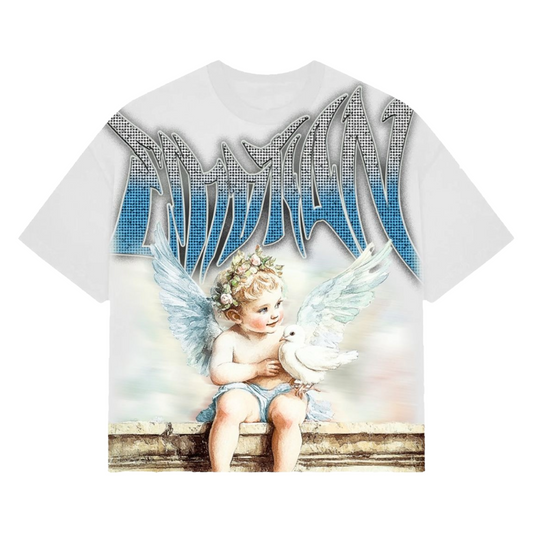 ME 'DOVE' RHINESTONE TEE - WHITE