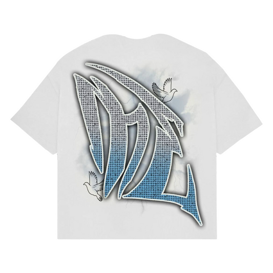 ME 'DOVE' RHINESTONE TEE - WHITE