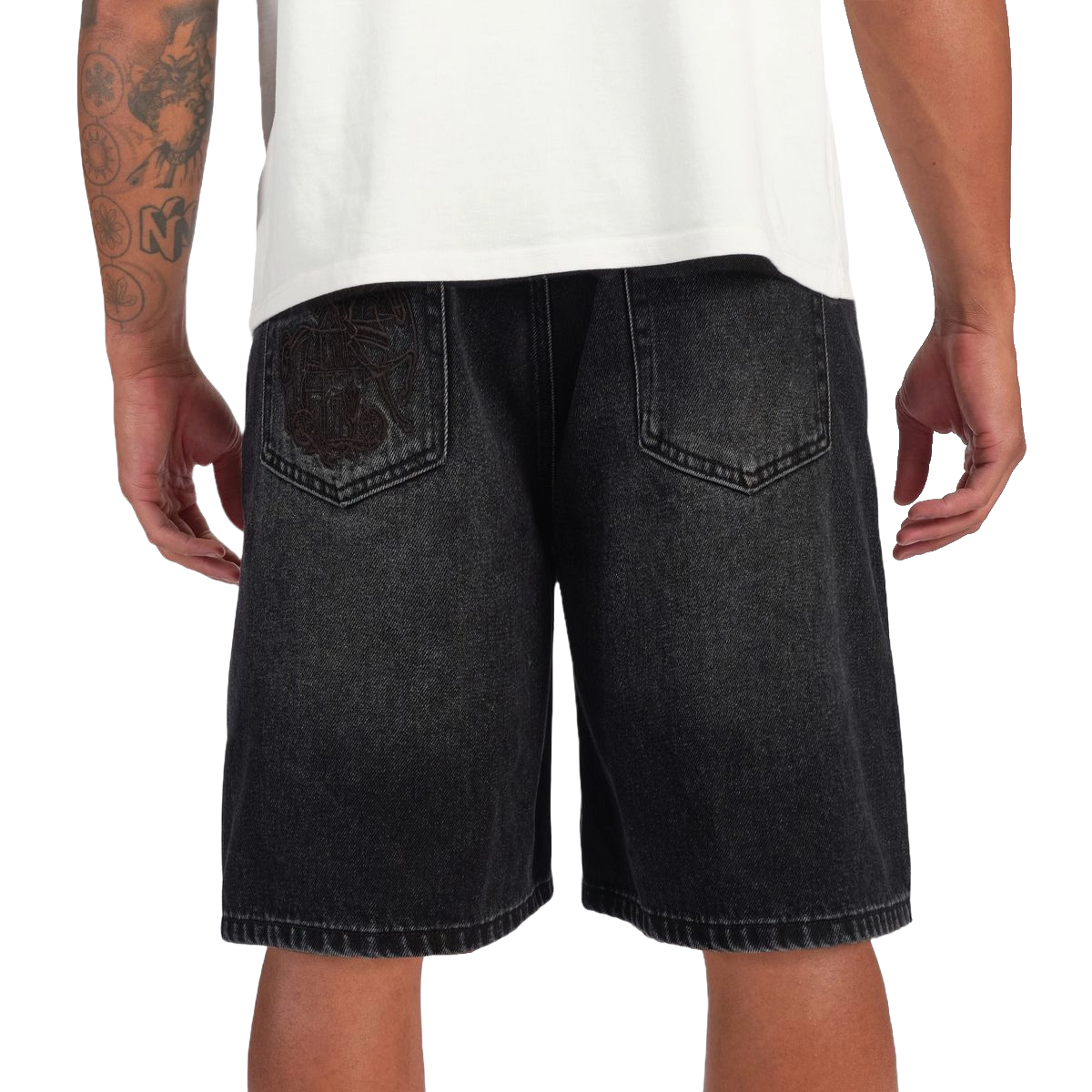 SH 'CARLOMAN' EMBOSSED JORTS - BLACK WASH