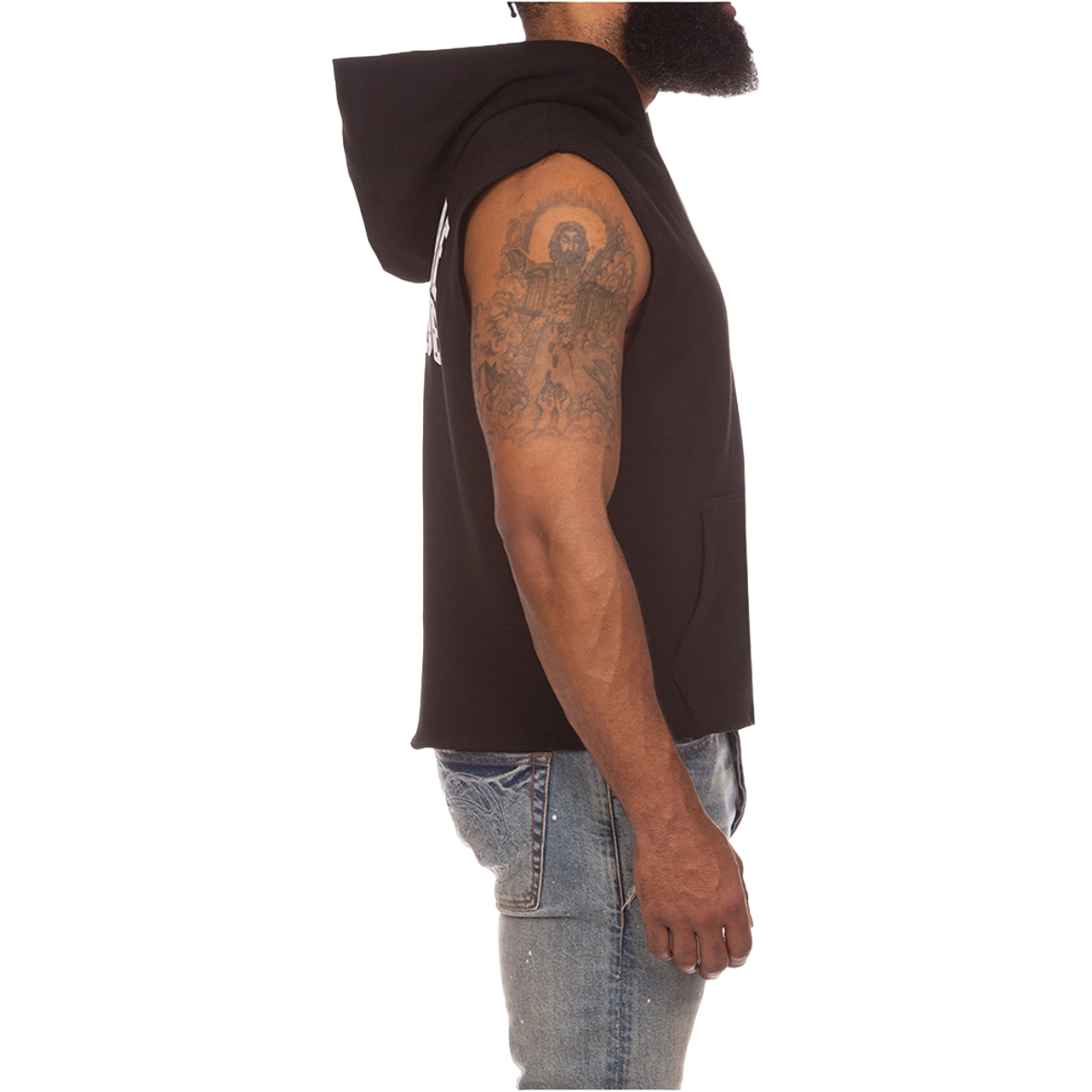BB SPACE SLEEVELESS HOODIE - BLACK