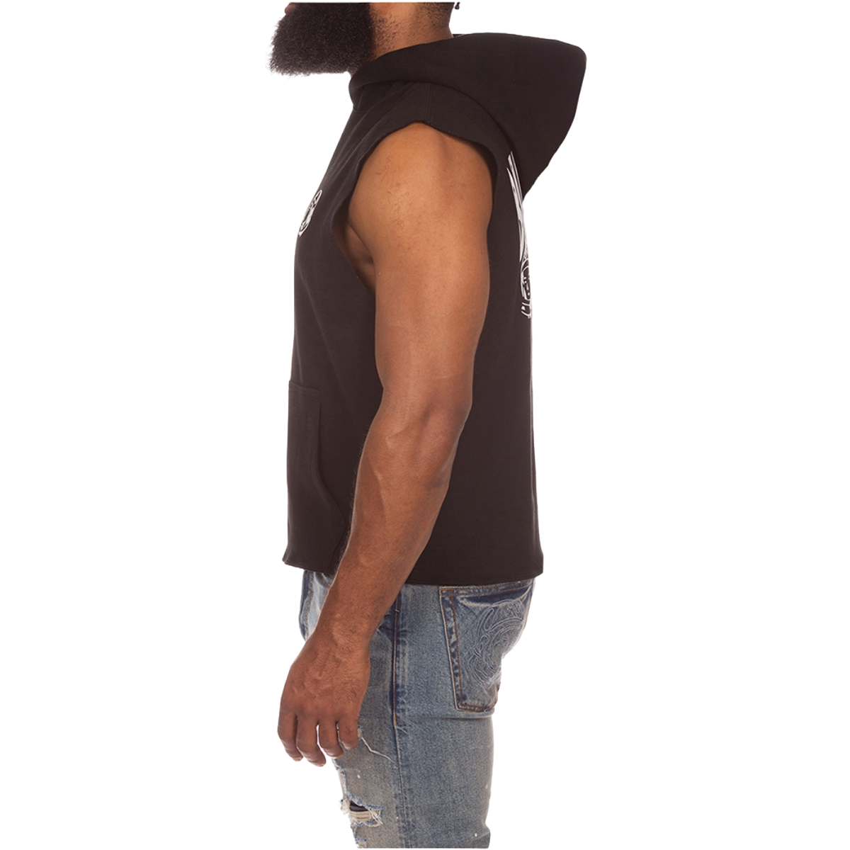 BB SPACE SLEEVELESS HOODIE - BLACK