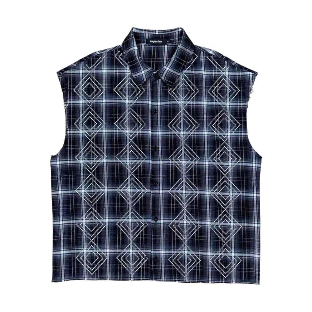 PRESTIGE BLUE IMPERIUM RHINESTONE FLANNEL