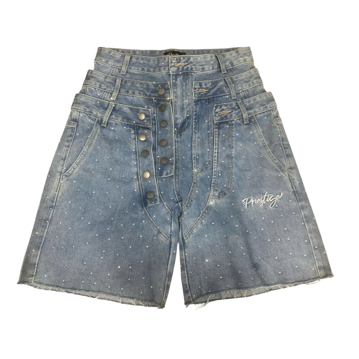 PRESTIGE BLUE WASH TRIPLE WAISTED SHORTS