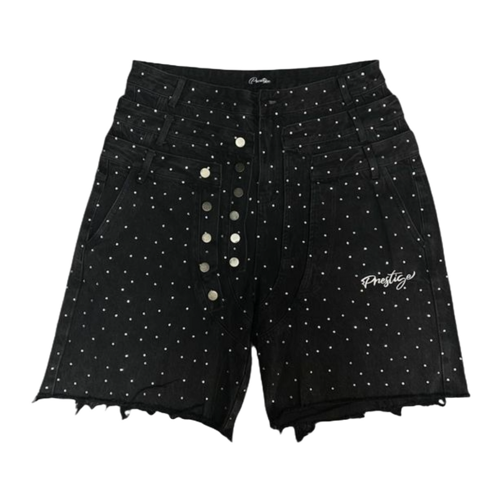 PRESTIGE JET BLACK TRIPLE WAISTED SHORTS