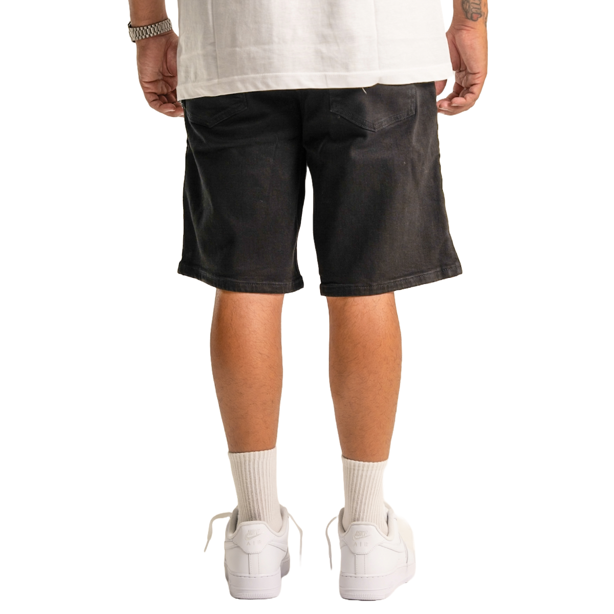 REVEER 'RVR LOGO' JET BLACK DENIM SHORTS
