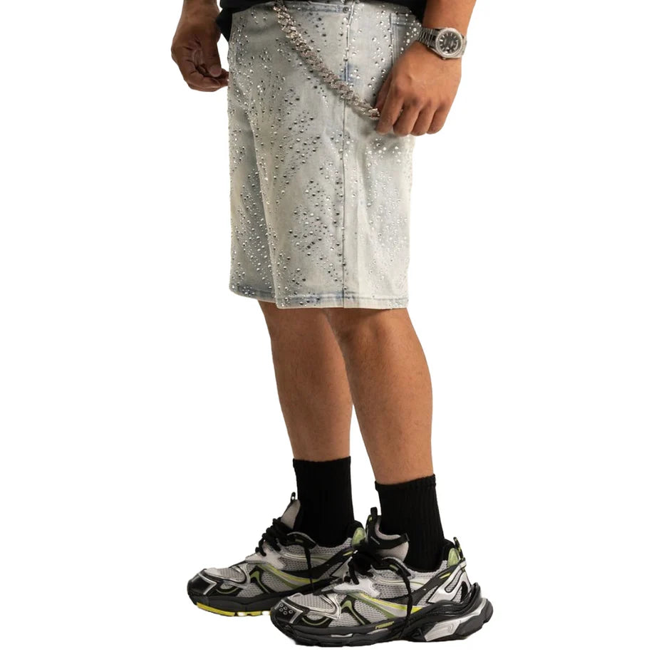 RVR 'EMBELLISHED 2.0' LIGHT BLUE DENIM SHORT