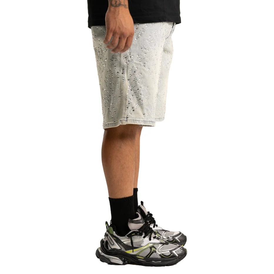 RVR 'EMBELLISHED 2.0' LIGHT BLUE DENIM SHORT