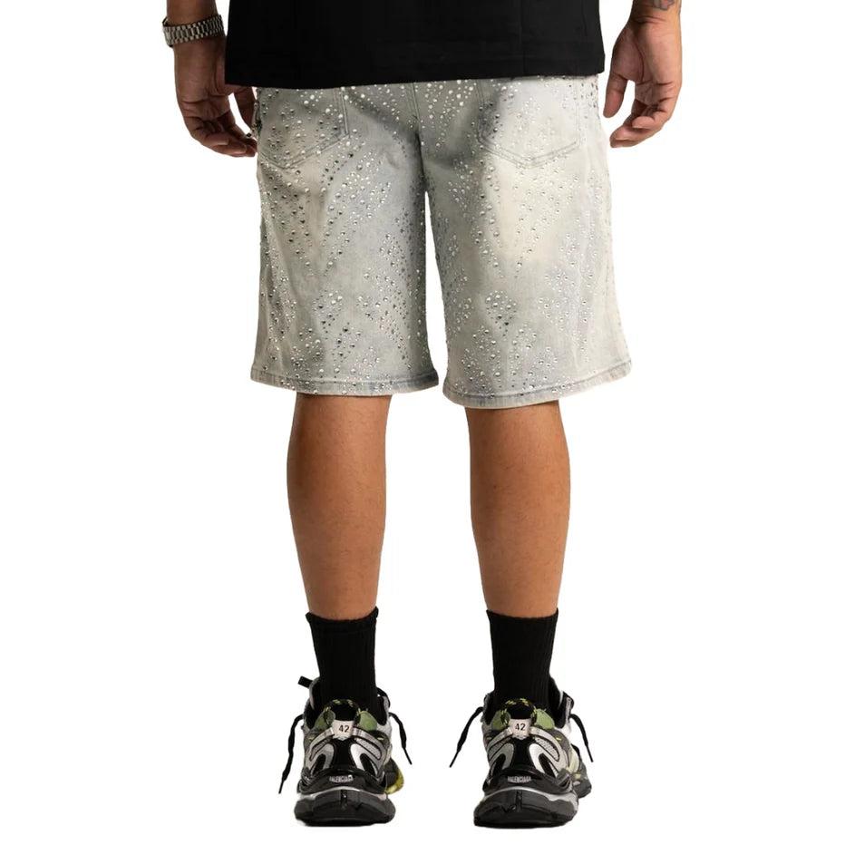 RVR 'EMBELLISHED 2.0' LIGHT BLUE DENIM SHORT