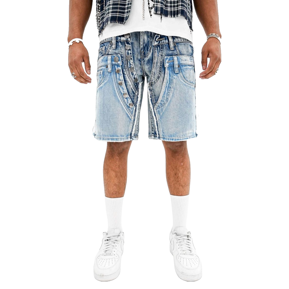 PREME 'MULTI WAISTBAND' INDIGO DENIM SHORTS