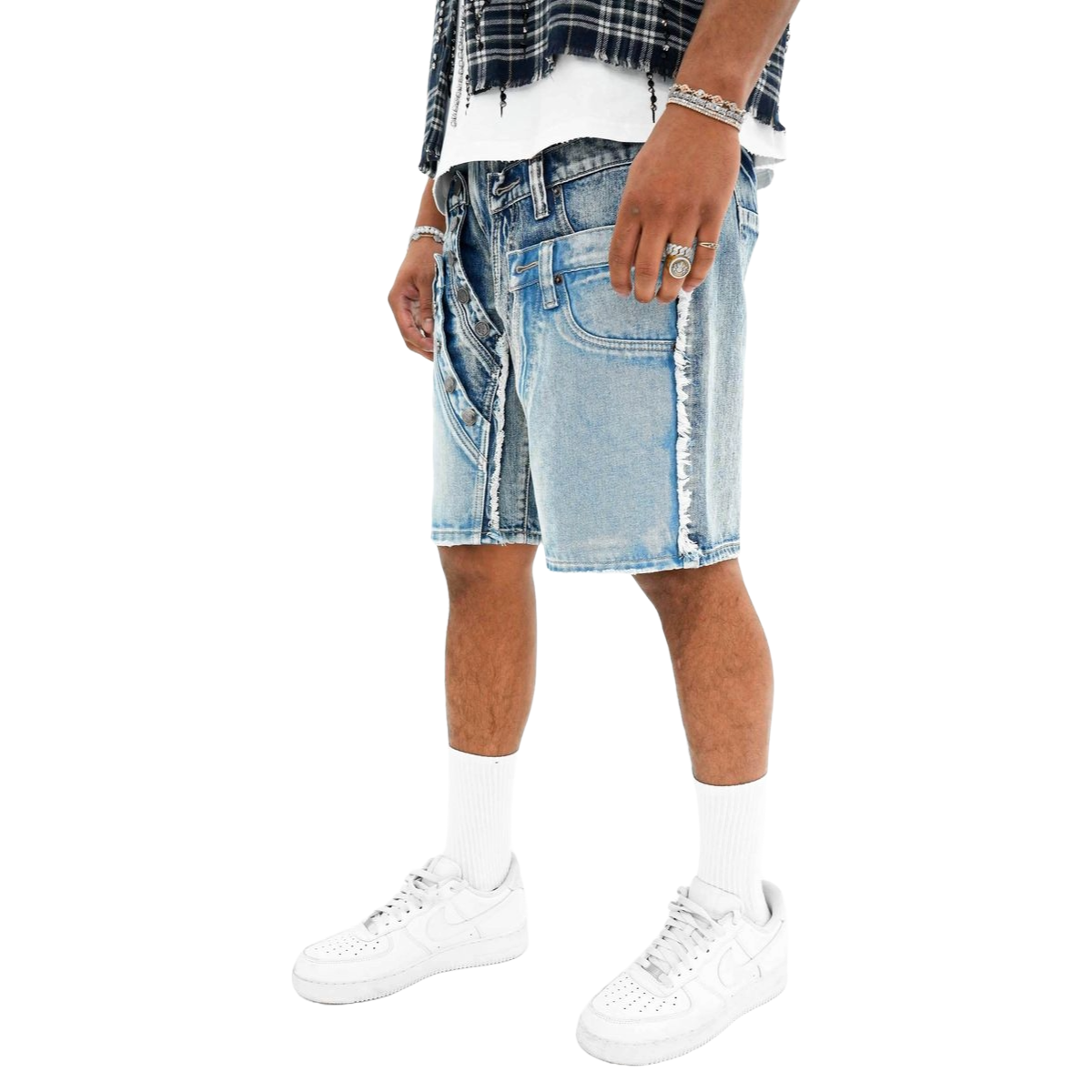 PREME 'MULTI WAISTBAND' INDIGO DENIM SHORTS