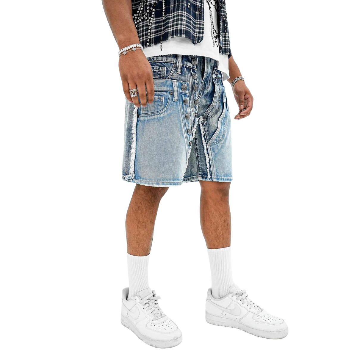 PREME 'MULTI WAISTBAND' INDIGO DENIM SHORTS