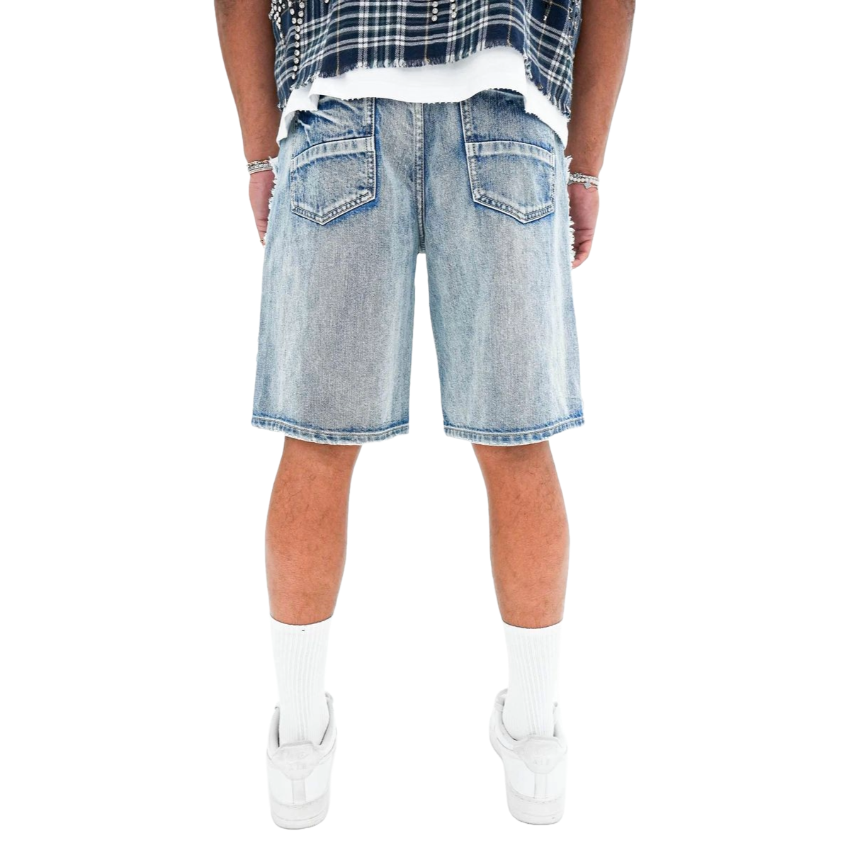 PREME 'MULTI WAISTBAND' INDIGO DENIM SHORTS