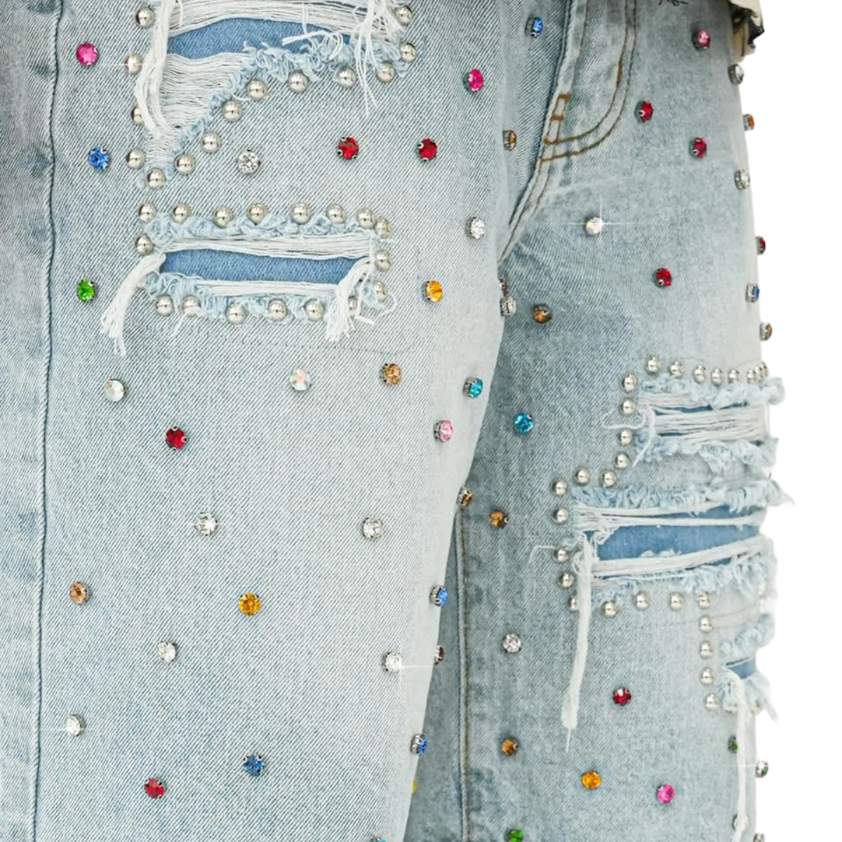 PREME 'RIP AND REPAIR' BLUE DENIM SHORTS